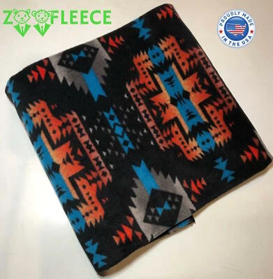ZooFleece Black Southwestern Aztec Native American Throw Bedding Blanket 50X60"
