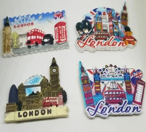 STUNNING 3D CERAMIC FRIDGE MAGNET SET OF 4 LONDON ICONS SOUVENIR FREE POSTAGE - Picture 1 of 1