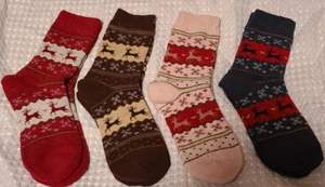 Keaza 4 Paar bunte Damen-Wintersocken Hirsch warm Baumwolle dick Crew neu - Bild 1 von 1