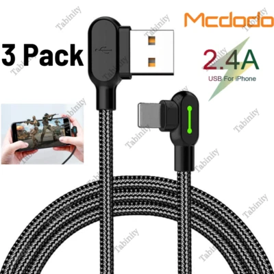 Mcdodo 90 Degree Elbow USB Cable Charger Cord For iPhone 6 7 8 X 11 12 13 14 Pro - Image 1 of 4