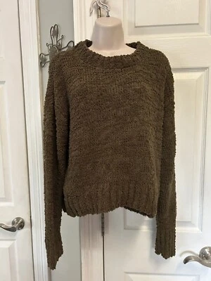Oversized Crop Sweater Medium Anthro Sanctuary Olive Green Chunky Boxy Women’s - Image 1 of 4