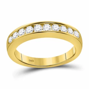 14kt Yellow Gold Womens Round Channel-set Diamond Wedding Band 1/2 Cttw - Picture 1 of 4