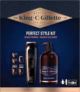 King C.Gillette Perfect Style Kit Bartpflege Set Bart Trimmer&Bartshampoo 350 ml - Bild 1 von 1