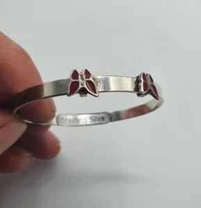 Sterlingsilber Emaille Schmetterling Taufarm - Bild 1 von 12