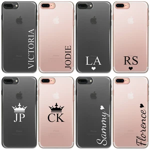 PERSONALISED INITIALS NAME P SMART Y6 Y7 CASE CLEAR HARD COVER FOR HUAWEI PHONE - Picture 1 of 17