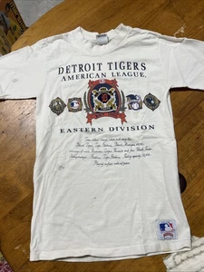 Vintage Detroit Tigers Hemd Herren M Beige Creme Muskat USA Einzelnaht - Bild 1 von 6