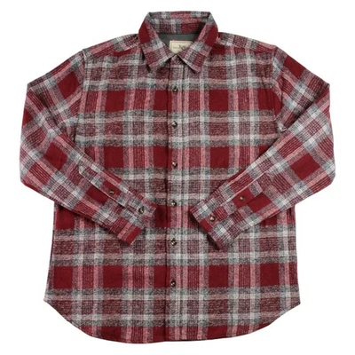 Camisa Smith & Mills Para Hombres M Borgoña Franela Cuadros Manga Larga Con Botones Informal Foto 1 de 4