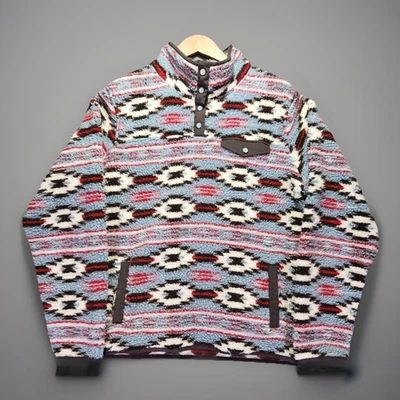 Cinch Damen Sherpa Pullover blau rot Large Azteken Western Print Fleecepullover - Bild 1 von 4