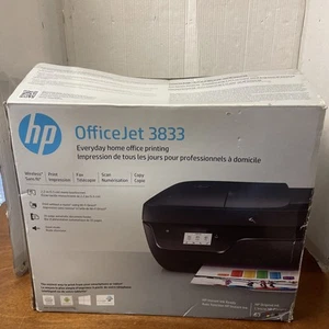HP Officejet Printer 3833 All in One Wireless Copy Print Scan Fax Machine Black - Picture 1 of 14
