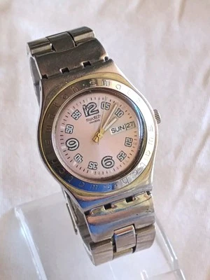 Swatch Irony Quartz Ladies All Stainless Steel Watch Pink Dial - image 1 of 4