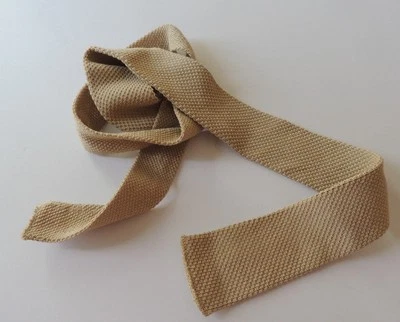 Beige Mens Knit Tie Necktie Square End cotton NEW 54" X 2 - Image 1 of 4