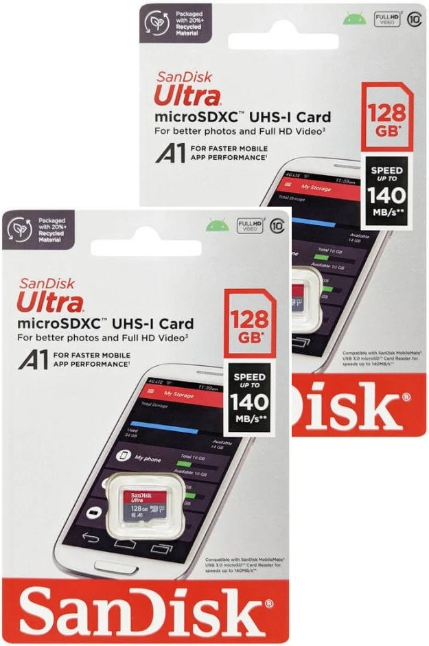 SanDisk Ultra 128 GB Class 10/UHS-I U1 microSDXC - 1 Pack (sdsquab-128g-an6ma)