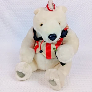 Oso polar marca Coca Cola peluche en traje de refresco con botella coleccionable - Imagen 1 de 10