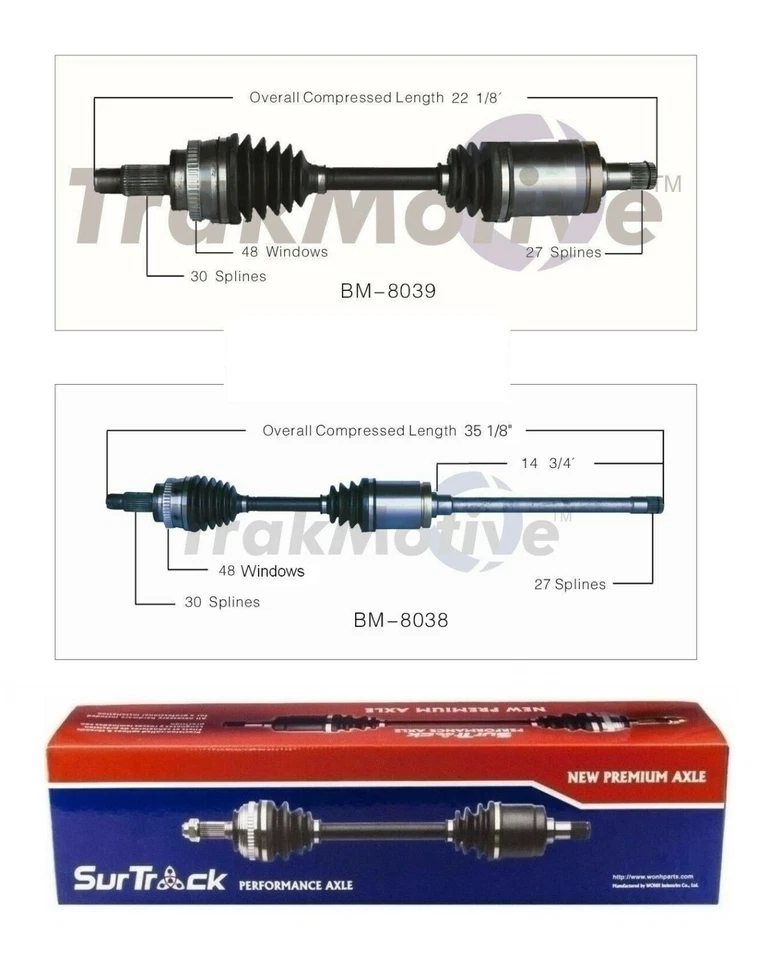 Juego de 2 conjuntos de eje delantero CV SurTrack para BMW E90 E91 325xi Foto 1 de 1