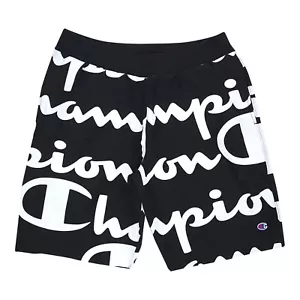 Pantalones cortos negros Champion LIFE tejido inverso cortado con guión impreso en todas partes - Imagen 1 de 2