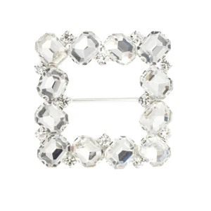 Fibbia scorrevole in cristallo quadrato strass cintura fascia nastro decorazione sposa matrimonio - Foto 1 di 9