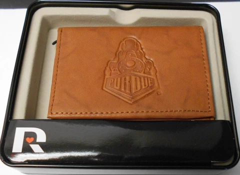 Purdue Boilermakers Leather Embroidered Trifold Wallet. Brown   #389 Cover
