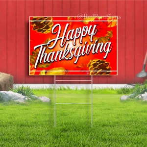 HAPPY THANKSGIVING Yard Sign Corrugated Plastic Bandit Lawn Decorations USA - Picture 1 of 1