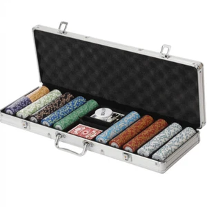 500ct. Las Vegas Poker Club 14g Clay Poker Chips Set with Aluminum Case - Picture 1 of 7