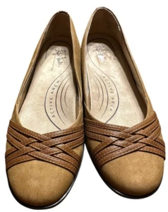 Lifestride Women’s Nova Ballet Flats Active Arch Tan Leather Size 8 W - Picture 1 of 10