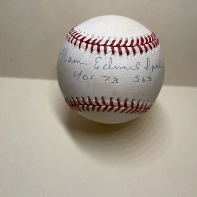 Warren Edward Spahn signed/Insc ONL "Stat Ball"  -  Braves - PSA/DNA Auth - Image 1 of 4