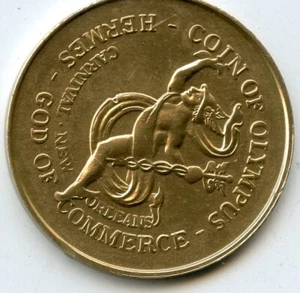 .Moneta Martedì Grasso Doubloon Hermes dell'Olimpo 1974 Alluminio Oro - Foto 1 di 2
