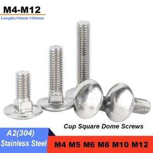 Tornillos de carro cabeza redonda tornillos de cuello cuadrado A2 acero inoxidable M4 M5 M6 M8-M12 - Imagen 1 de 79