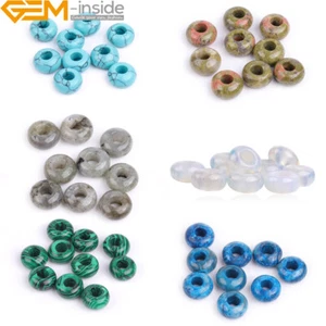 10 piezas espaciadoras cuentas de piedra natural rosquilla de jade para hacer joyas 14 mm Reino Unido - Imagen 1 de 108