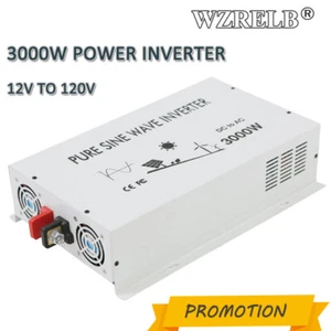 3000W Pure Sine Wave Inverter 12V DC to AC Power Converter Solar Home Truck Car - Picture 1 of 10