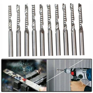 10Pcs CNC Carbide Flat Nose End Mill Cutters Set Single Flute Router Bits 3mm - Picture 1 of 6