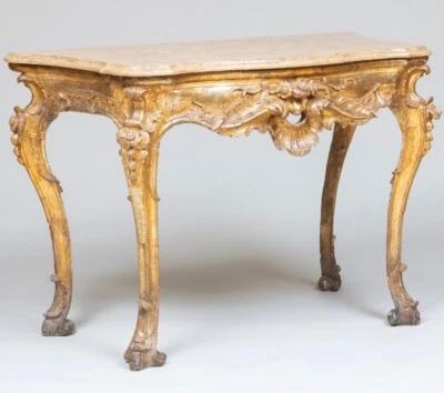 Antigua mesa consola italiana dorada de La Meca Foto 1 de 4