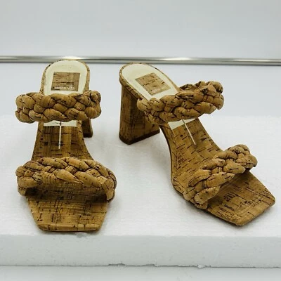 Босоножки-шлепанцы Dolce Vita Paily пробковый коричневый цвет женские размер 6,5 плетеные на блочных каблуках 3 дюйма - Изображение 1 из 4