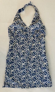 Nuevo con etiquetas Gymboree Beach Shack Mujer Talla 12 Azul Hibisco Sin Mangas Vestido Halter - Imagen 1 de 2