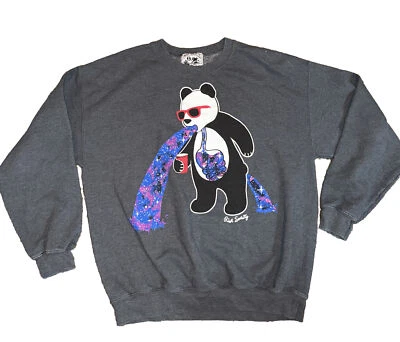 MENS RIOT SOCIETY BEAR CELESTIAL PUKE CHARCOAL GRAY SWEATSHIRT SIZE Large - Image 1 of 4