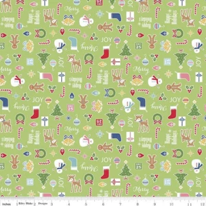 COZY CHRISTMAS IN GREEN BY LORI HOLT RILEY BLAKE 1930s REPRO RETRO FABRIC HY - Picture 1 of 1