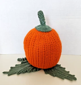 Fall Crocheted Oval Pumpkin Thanksgiving Halloween Decor Handmade 9.5" Tall - Picture 1 of 2