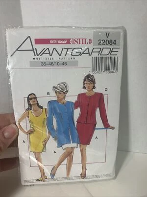 NEW Neue Mode STIL Avantgarde Sewing Pattern V22084 Misses' Dress & Jacket 10-20 - Image 1 of 2