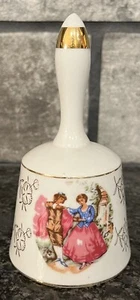 Vintage Victorian Couple Porcelain Bell Japan Gold Accents Numbered - Picture 1 of 5