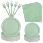 100 Count Paper Plates and Napkins Party Tableware Set Disposable Sage Green