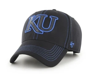 Kansas Jayhawks hat cap adjustable 47 Brand NCAA Team Logo black blue stitching - Picture 1 of 2