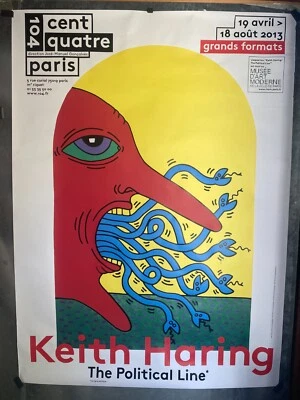 Póster original de la exposición francesa Keith Haring 'The Political Line' 2013 Foto 1 de 4