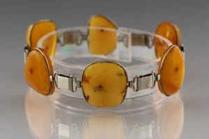 VINTAGE Antique Genuine BALTIC AMBER Egg Yolk Chain Bracelet 11.3g 230907-3 - Picture 1 of 8