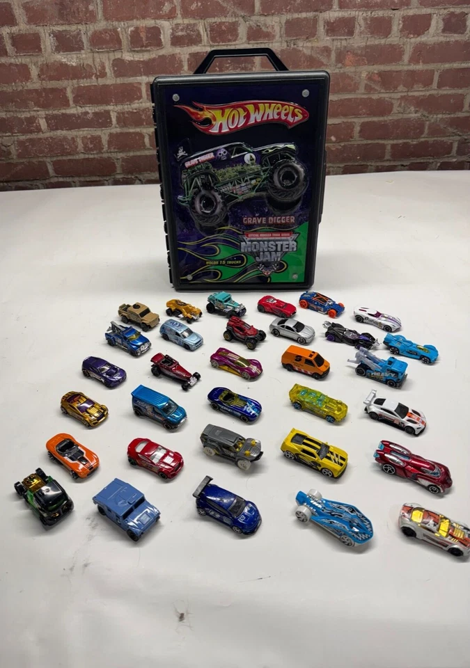 Grave Digger Hot Wheels Monster Jam Truck Carrying Case With 25+ matchbox Cars - Image 1 of 4