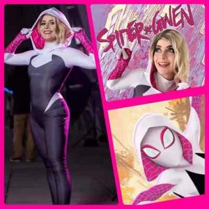 Spider-Woman Gwen Stacy Costume Halloween Cosplay Jumpsuit Spandex Bodysuit Gift - Picture 1 of 16
