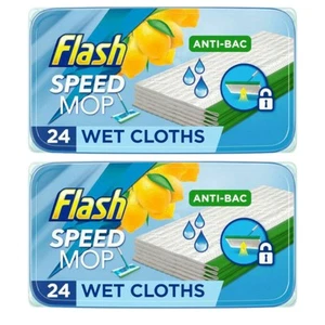 2x 24pack Flash Speedmop Refills Pack Replacement Pads wet cloths Lemon Scent 48 - Picture 1 of 1