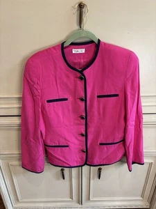 Vintage Talbots rosa marineblau Knopfdetail Blazer hergestellt in den USA Größe 8 1980er klassisch - Bild 1 von 8