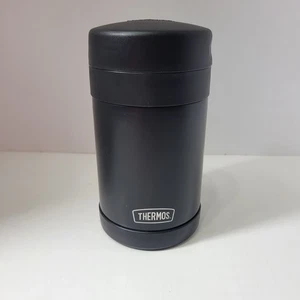 Tarro de comida termo aislado al vacío de acero inoxidable de 16 oz con cuchara negro mate - Imagen 1 de 6