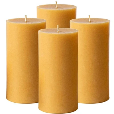 4 Packs Natural Beeswax Pillar Candles Bulk, 2"x4" Bees Wax Candles with Natu... - Image 1 of 4