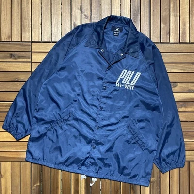 90s POLO BI-WAY azul marino nylon entrenador chaqueta - Imagen 1 de 4