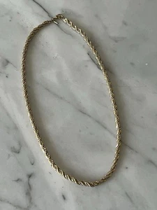 Vintage Monet Twisted Silver & Gold Tone Rope Chain Choker Necklace 16" - Picture 1 of 6